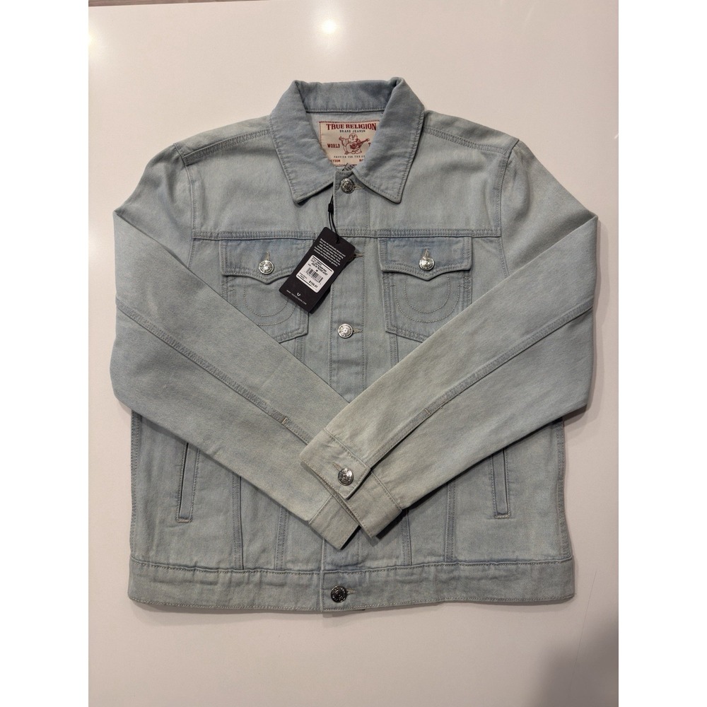 True Religion Jesse SN Trucker Jacket Light Blossom Wash 108073 Mens Medium NWT